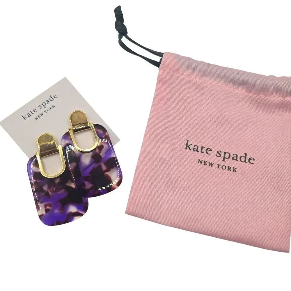 Kate Spade Sedgewick Earrings Purple Statement New Gold Bold